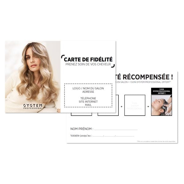 Lot de 100 cartes de fidélité personnalisées