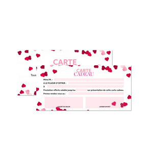 Lot de 50 cartes cadeaux Saint-Valentin recto/verso 21x10 cm