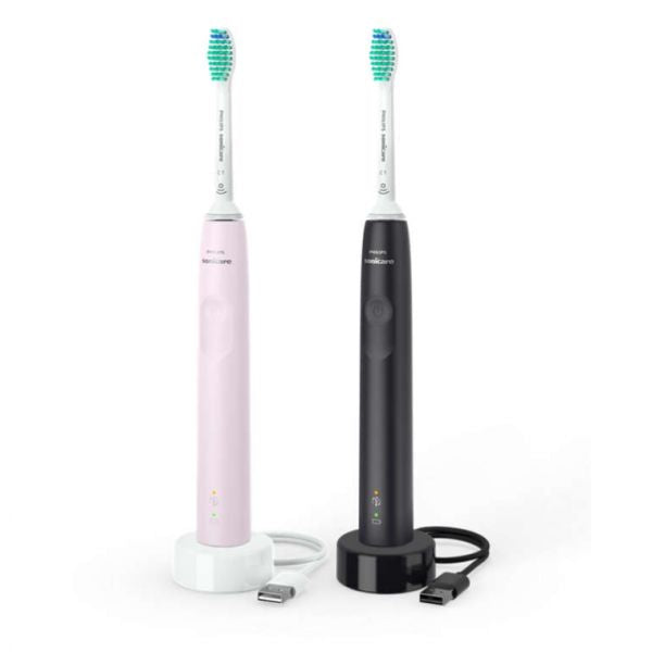 2x Brosses à dents électriques - Noire/Rose Serie 3100 Philips