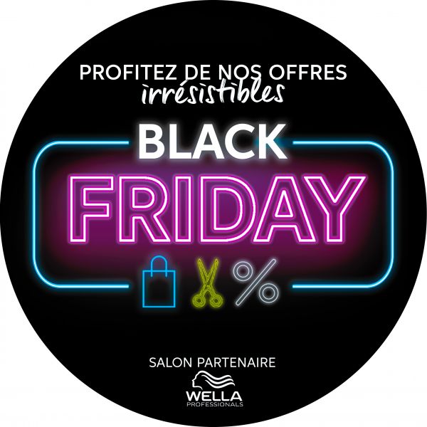 1 autocollant de vitrine personnalisé 20 x 20 cm BLACK FRIDAY ROND