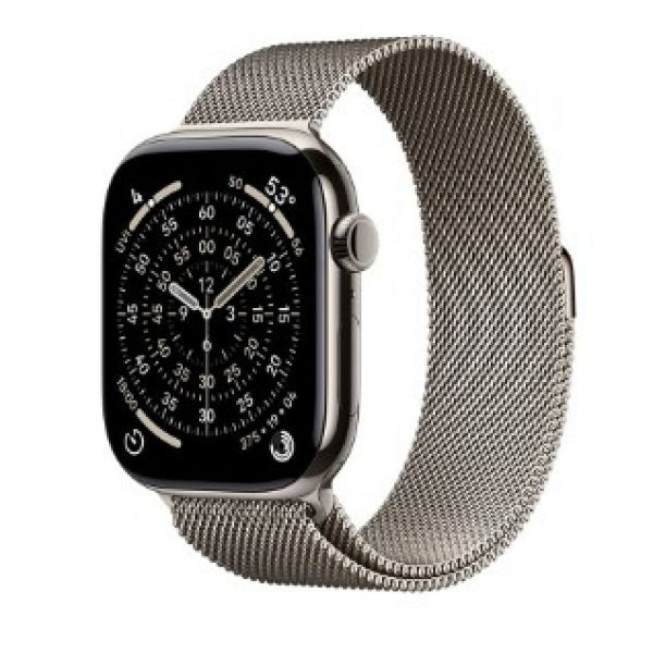 Apple Watch Series 11 GPS + Cellular, Boîtier titane naturel 42 mm, Bracelet Milanais naturel