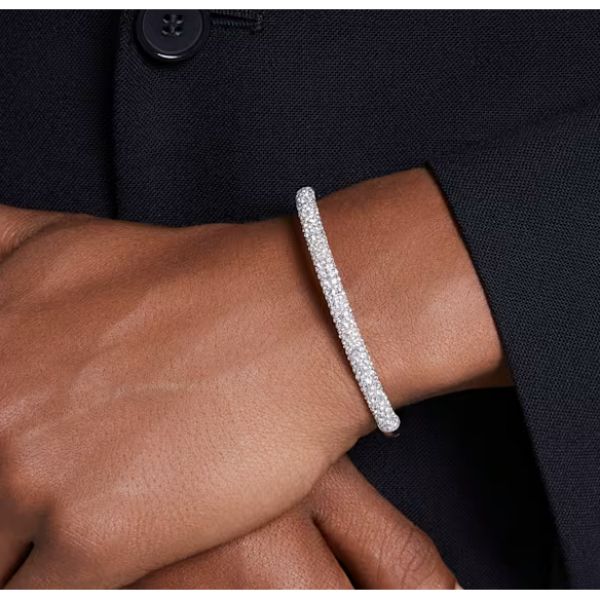 Bracelet-jonc Sublima Pavé neige, Blanc, Métal rhodié Swarovski