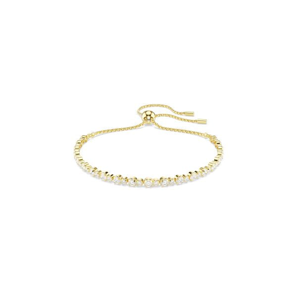 Bracelet Tennis Matrix, Taille ronde, Blanc, Placage de ton or
