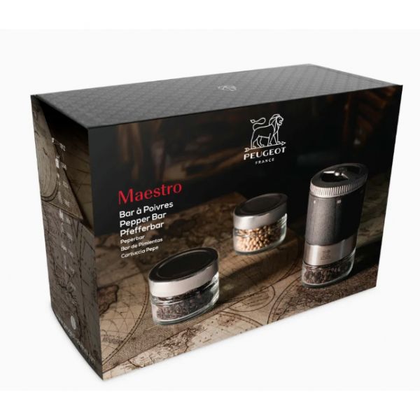 Coffret Maestro Bar à poivre + 3 poivres