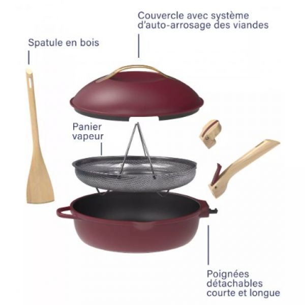 La fabuleuse poêle 28 cm à tout faire 8 en 1 Rouge rubis