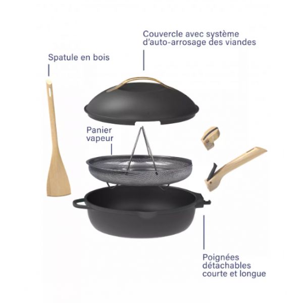 La Petite Fabuleuse Poêle 24 cm NOIR- 1 à 6 personnes - Cookut