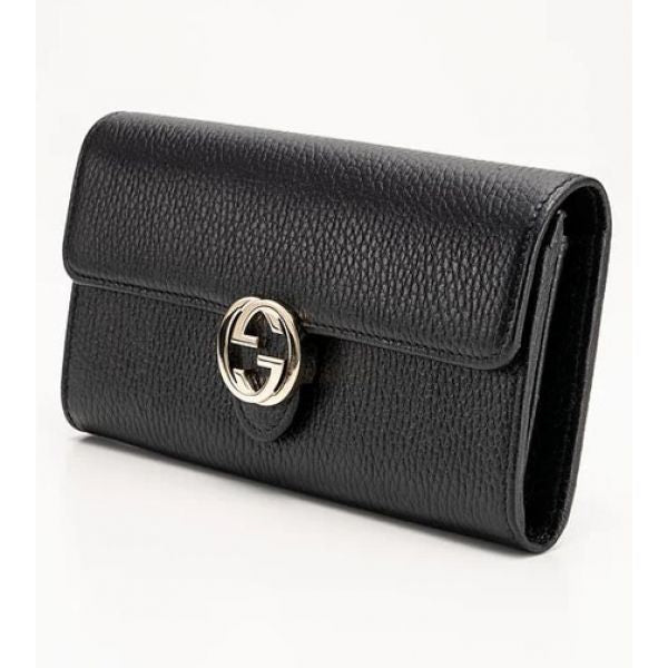 Portefeuille femme en cuir grainé noir