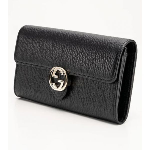 Portefeuille femme en cuir grainé noir