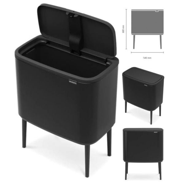 Poubelle de tri design noire mat 36L Brabantia