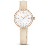 Montre Certa Fabriqué en Suisse, Bracelet en cuir, Beige, Finition or rose