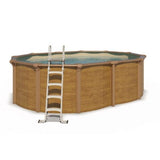 Piscine hors sol acier ovale aspect bois OSMOSE