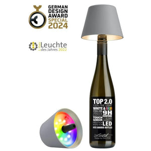 Lampe bouteille à accumulateur RGBW - Gris