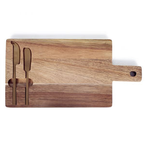 Plateau à fromage en acacia avec ses couteaux
