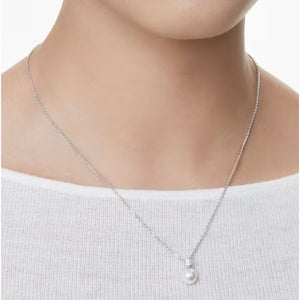 Pendentif Matrix Perle de cristal, Taille ronde, Blanc, Métal rhodié