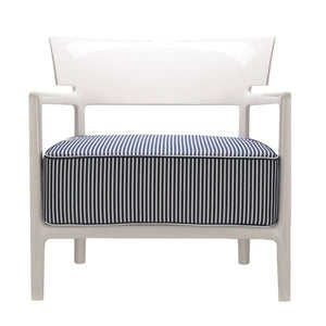 Fauteuil CARA outdoor Ivoire/fibre teinté bleu