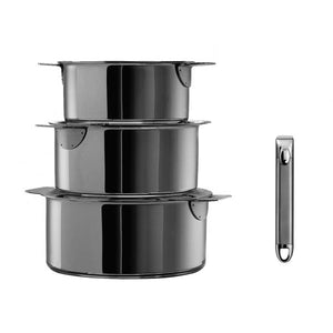 Lot de 3 casserolles Cristel en inox