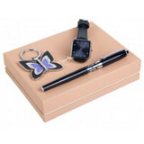 Parure Cacharel Navy (stylo roller, porte-clefs & montre)