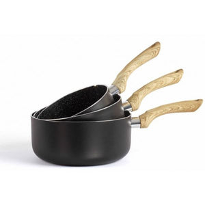 Set de 3 casseroles aspect pierre & bois