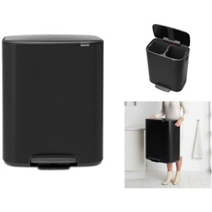 Poubelle à pédale Bo noire mate 2x30 litres