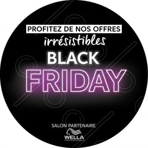 1 autocollant de vitrine personnalisé 20 x 20 cm BLACK FRIDAY ROND