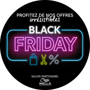 1 autocollant de vitrine personnalisé 20 x 20 cm BLACK FRIDAY ROND