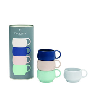 Coffret 4 tasses espresso 10cl (blanc,bleu,nude,vert)