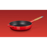 Sauteuse signature 28cm cerise manche bois Le Creuset