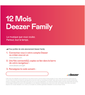 Carte cadeau Deezer Family