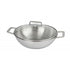 Wok castel pro inox 2 anses 28cm avec couvercle verre