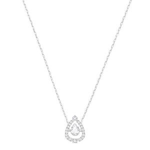 Collier Sparkling Dance Pear Blanc Metal Rhodi Swa
