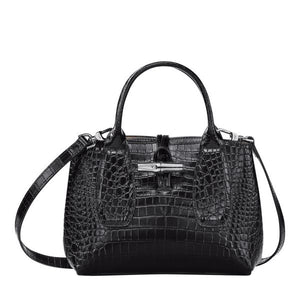 Sac porté main S noir Roseau croco